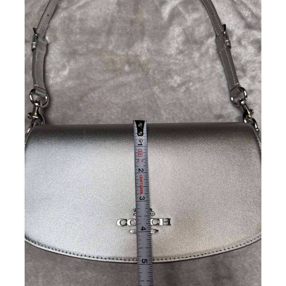 Coach Andrea Metallic Silver Smooth Leather Small Shoulder Bag CW023 NWOT